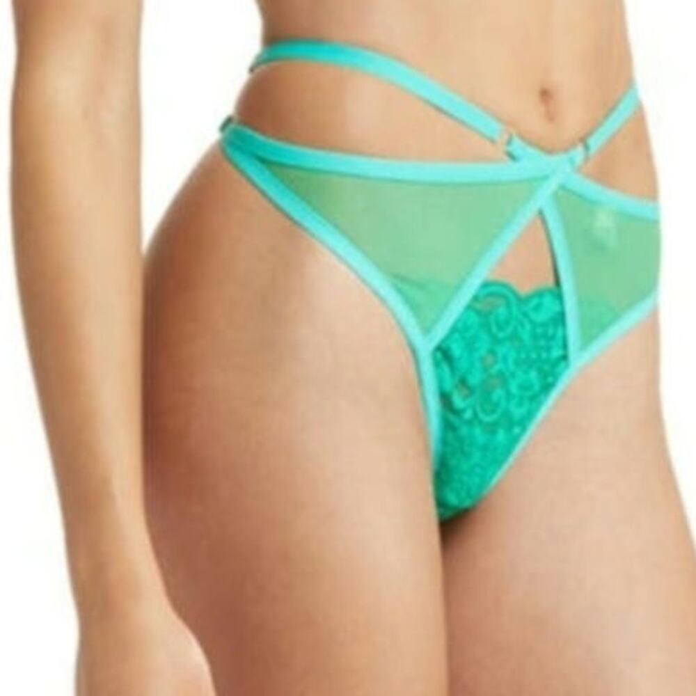 Strap Up High Waist Thong G-string Emerald Green Extra Small New